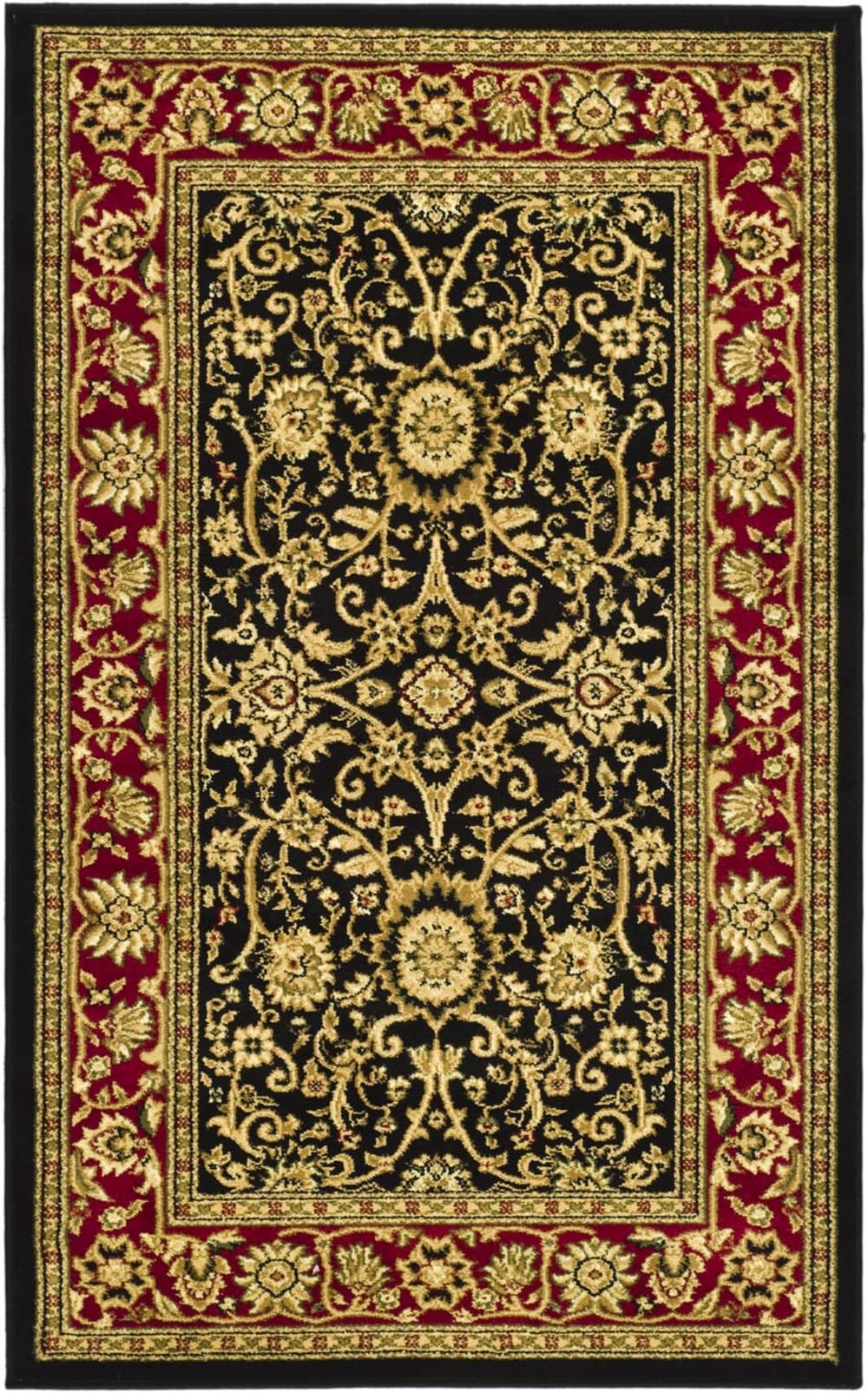 Traditionell Polypropylen-Teppich in Schwarz/Rot, 183 x 274 cm -