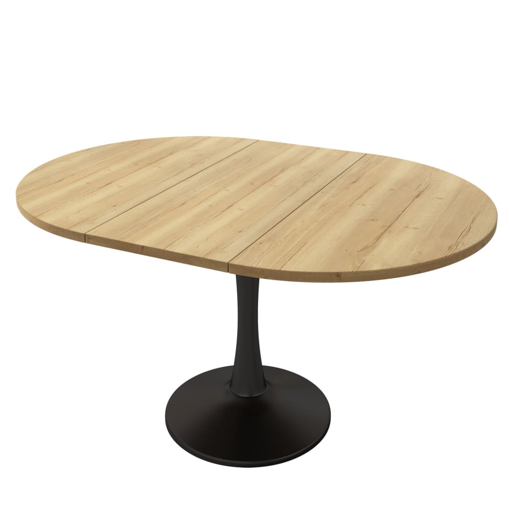 Ausziehbarer ovaler Esstisch 100/140 x 100 x 75 cm, Eiche -