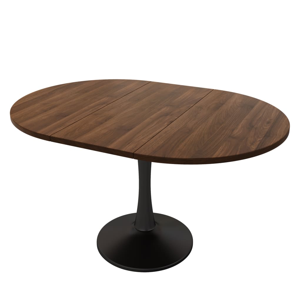 Table de salle à manger ovale extensible 100/140 x 100 x 75 cm, noyer