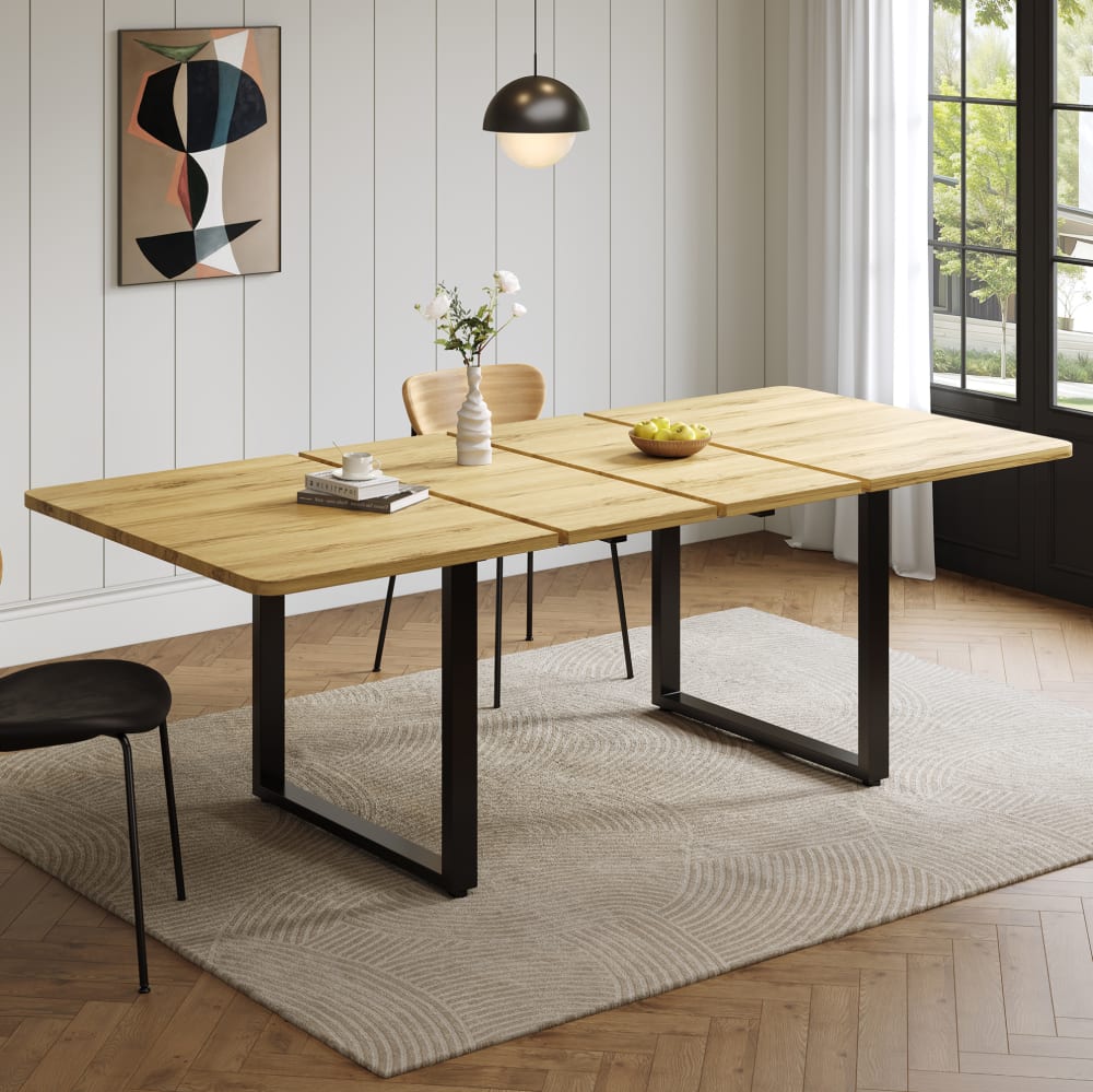 Ausziehbarer Esstisch 140–220 cm, 6–10 Personen, Natur - Maisons
