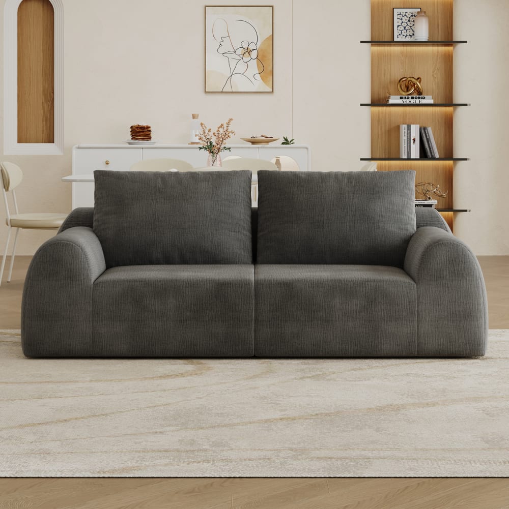 Chenille Sofa, ohne Montage, 190x95x85 cm, Dunkelgrau - Maisons