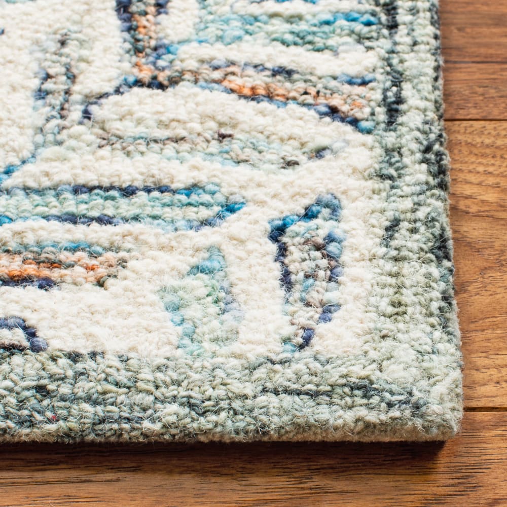 Tapis florale en laine blanc/bleu, 183 x 244 cm — vue 4
