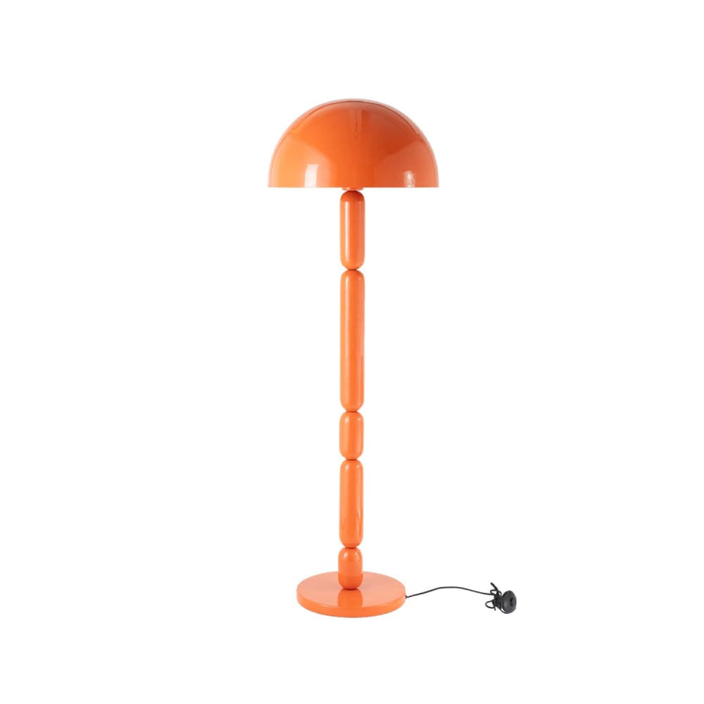 Lampadaire en bois et métal orange