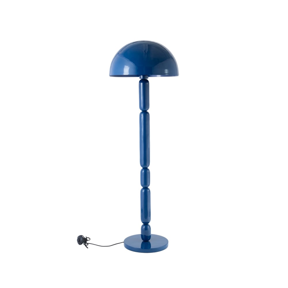 Lampadaire en bois et métal bleu foncé