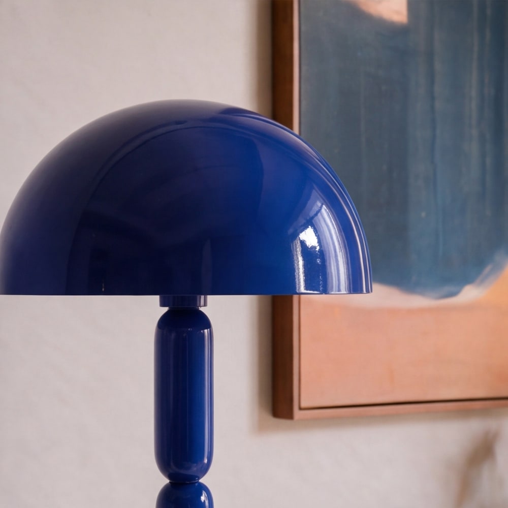 Lampadaire en bois et métal bleu foncé — vue 4