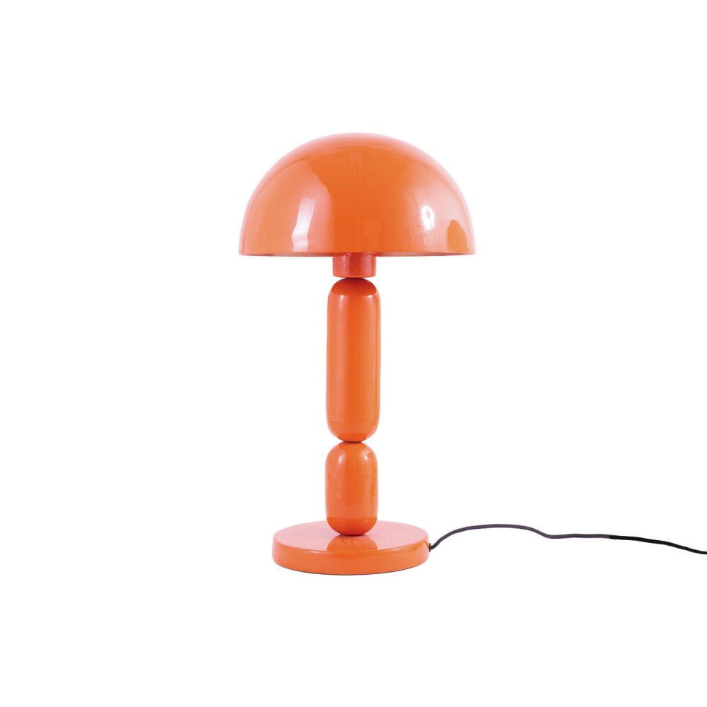 Lampe en bois et métal orange