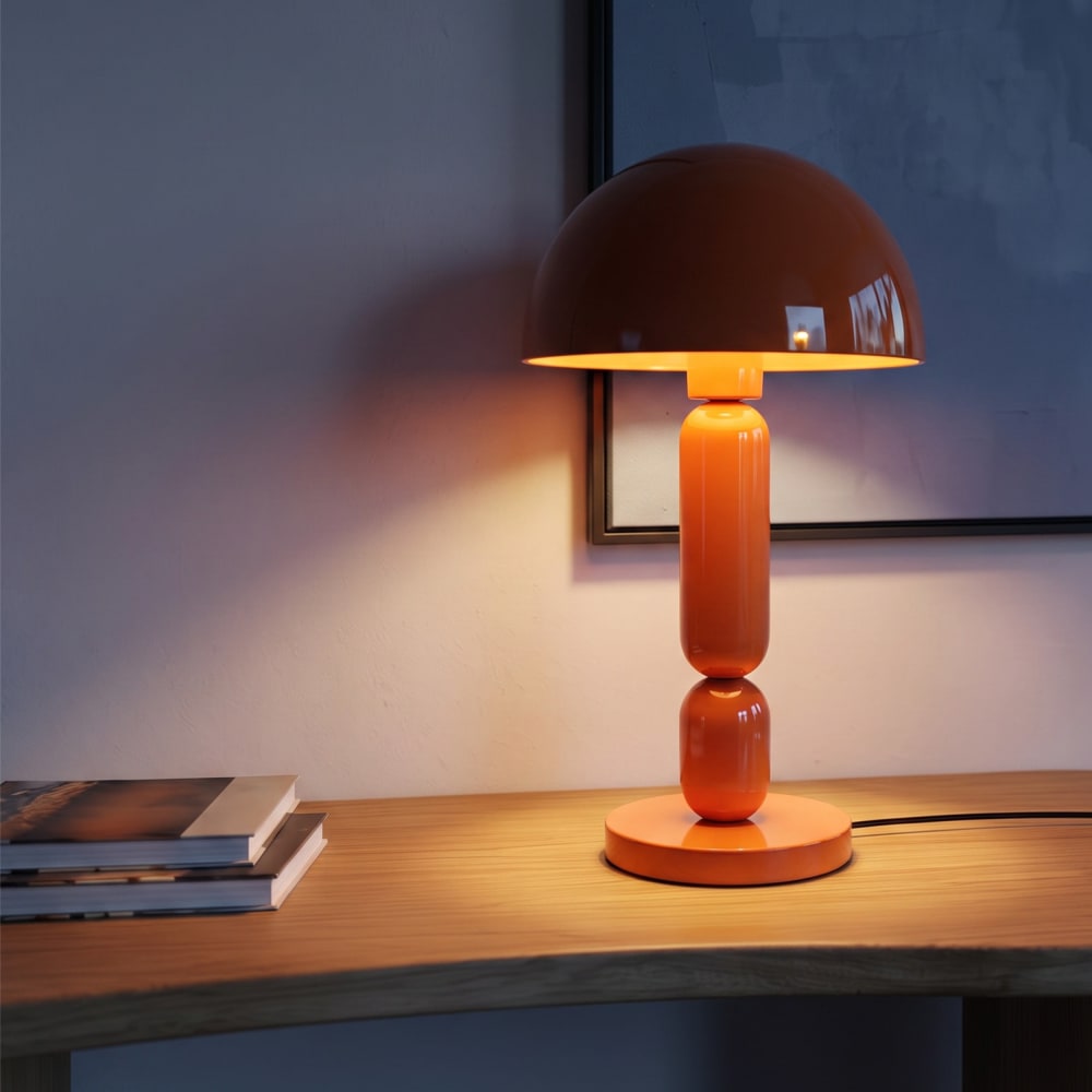 Lampe en bois et métal orange — vue 4