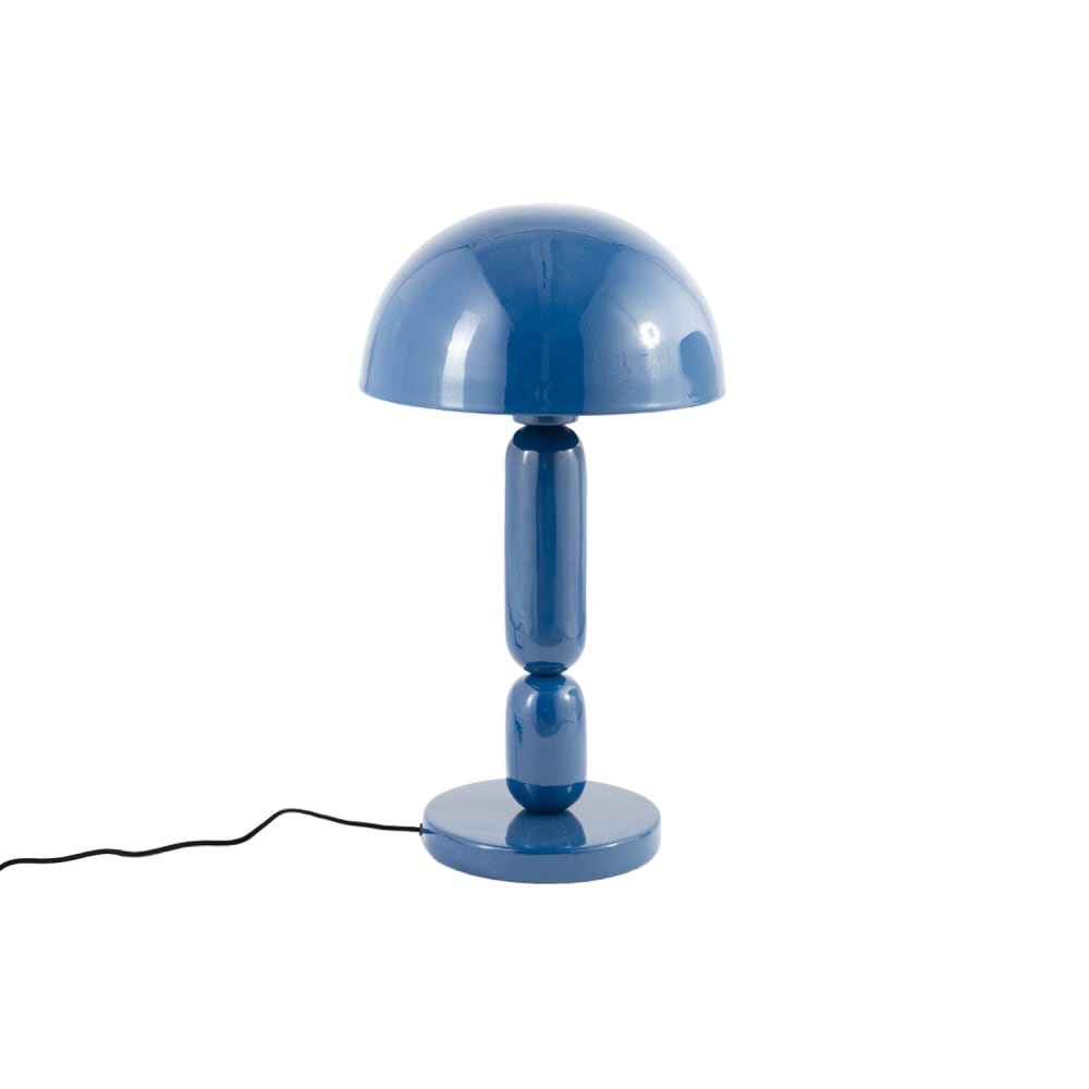 Lampe en bois et métal bleu foncé