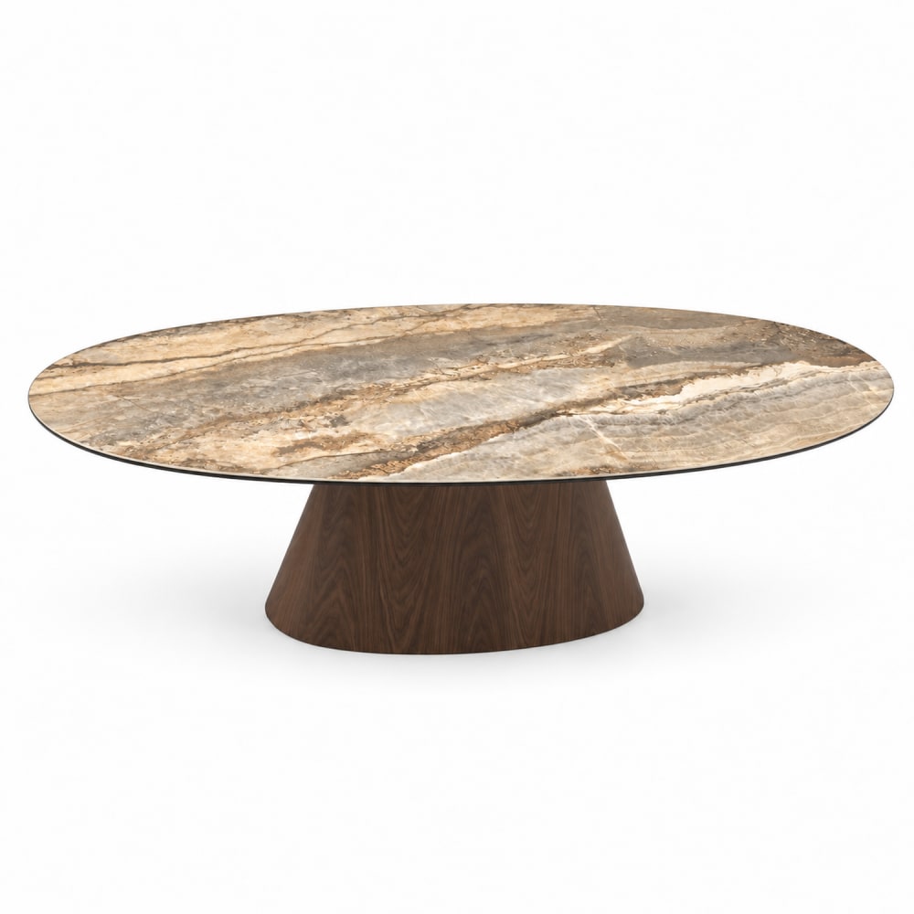Pole to Pole Esstisch Onyx Oval 220cm mit Keramikplatte in Marmoroptik, beige - Keramik