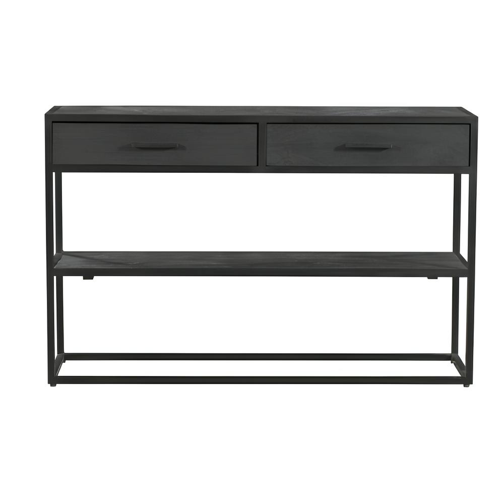 Console d'entrée 2 tiroirs en bois noir Console d'entrée 2 tiroirs en bois noir