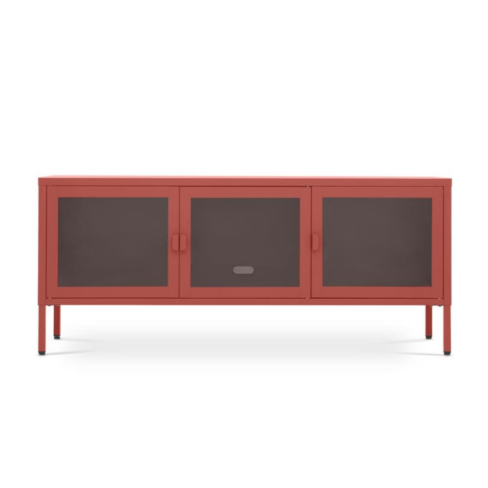 SICAAN TV-Möbel Industriell Metall & Glas Terracotta 130 cm Braun Pes - Polyester