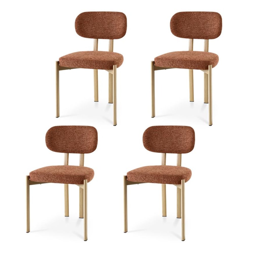 SICAAN 4-er-Set Stühle Skandinavisch Chenille Terrakotta Rot Pes - Polyester