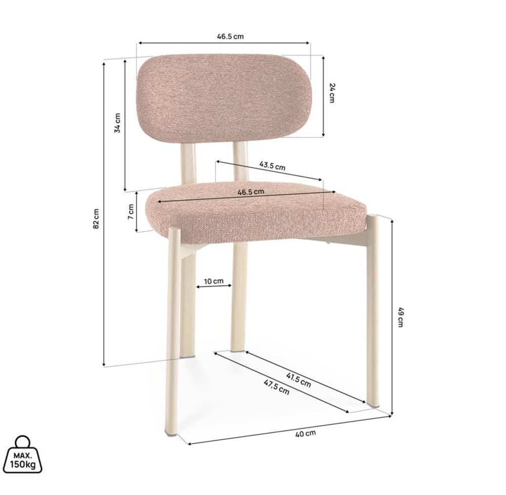 4-er-Set Stühle Skandinavisch Chenille Terrakotta - Maisons Du