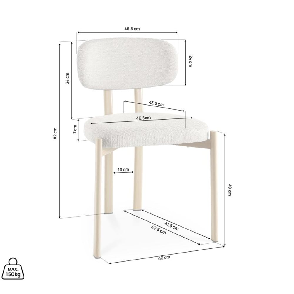 4-er-Set Stühle Skandinavisch Chenille-Stoff Beige Eichenoptik -