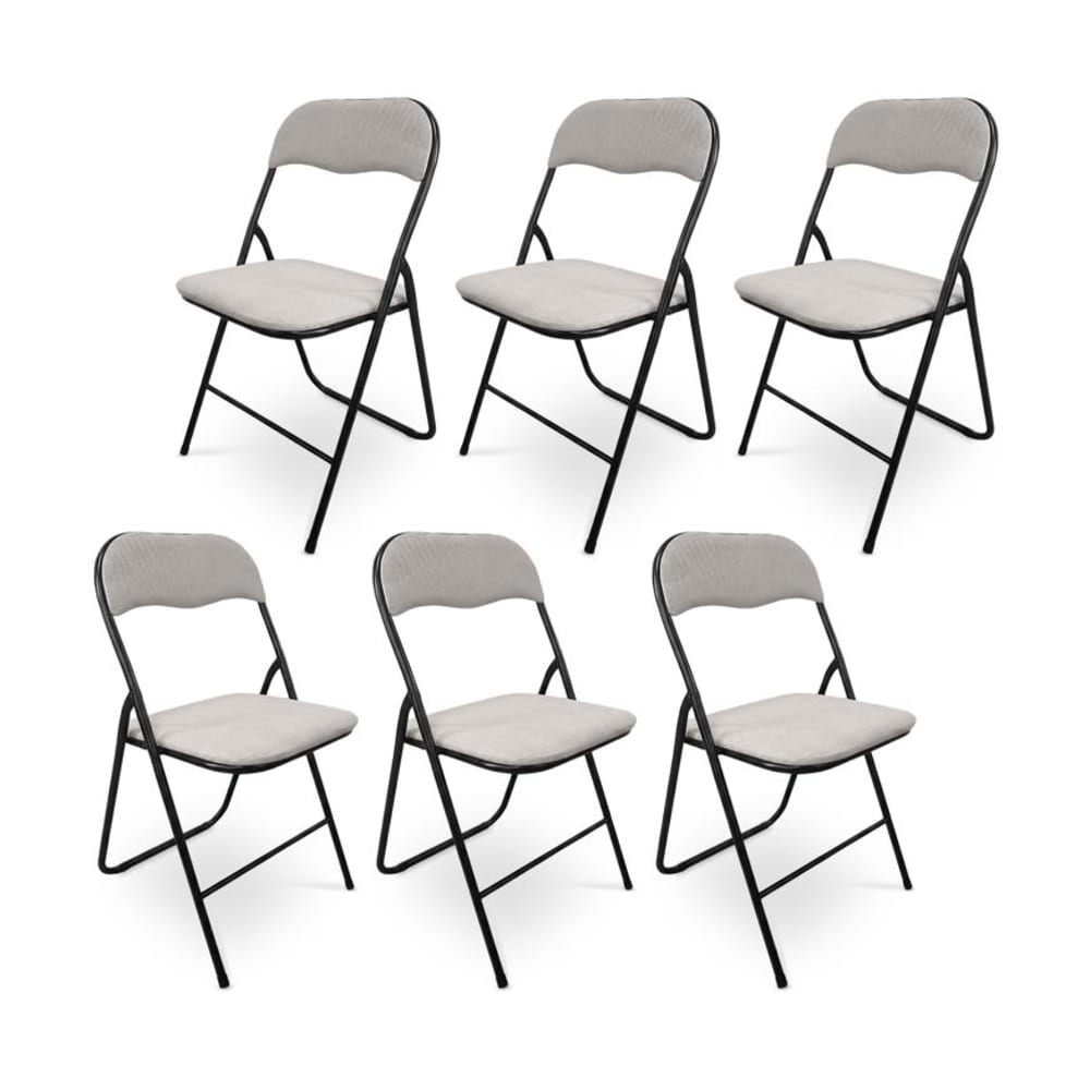SICAAN 6-er-Set Klappstühle Gepolstert Stoff Metall Grau Schwarz Grau Pes - Polyester
