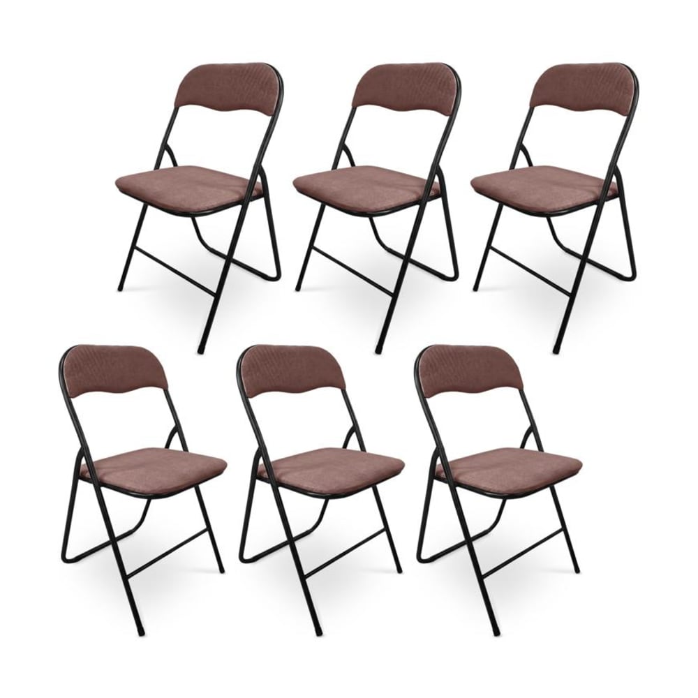 SICAAN 6er-Set Klappstühle Gepolstert Stoff Braun Braun Pes - Polyester