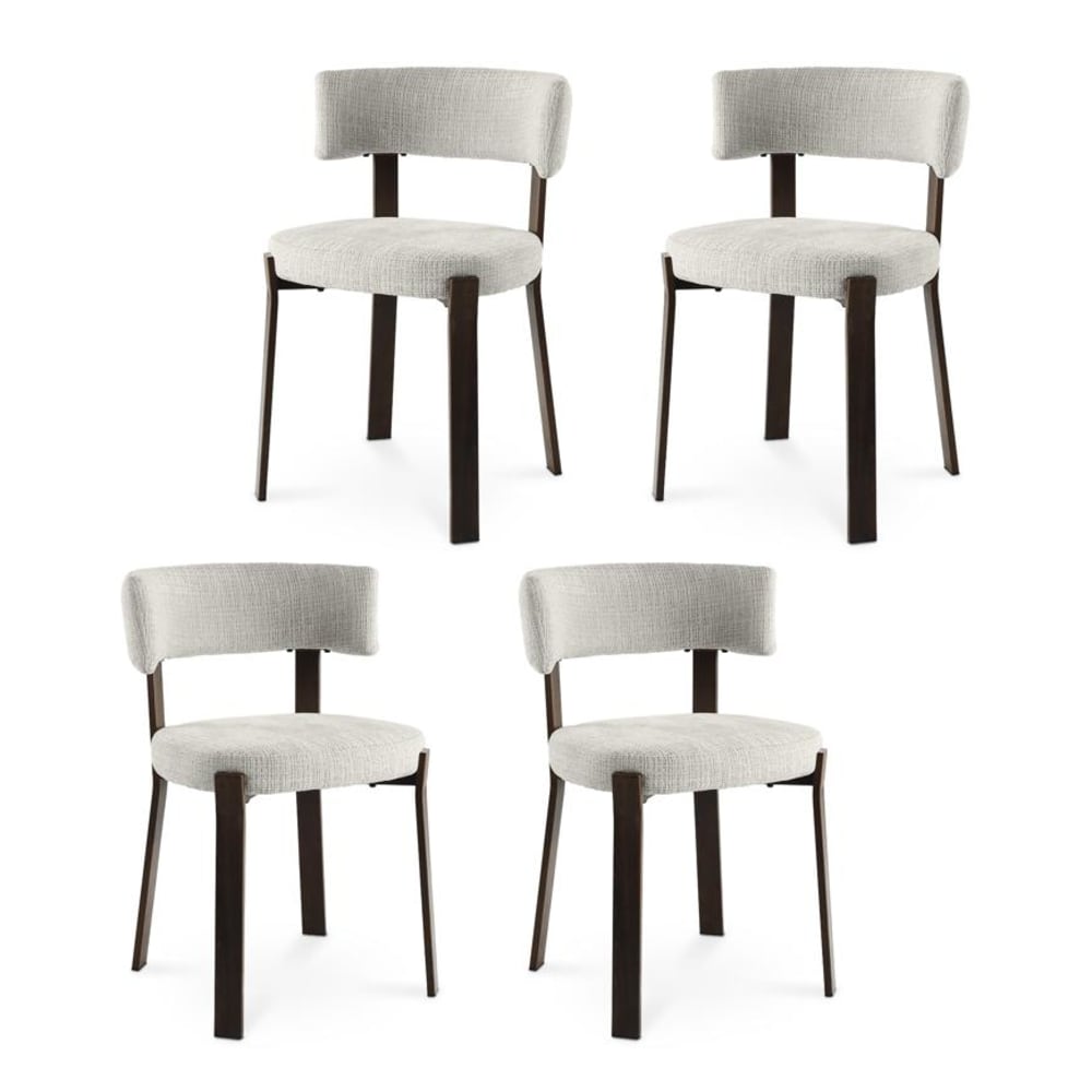 SICAAN 4er-Set Stühle Japandi Chenille Beige Metallbeine Walnuss-Optik Beige Pes - Polyester