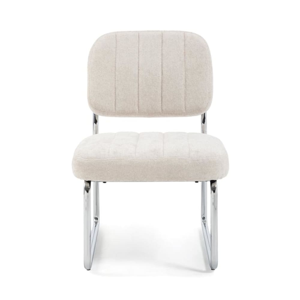 SICAAN Sessel Gepolstert Chenille-Stoff Beige Verchromte Beine Beige Pes - Polyester