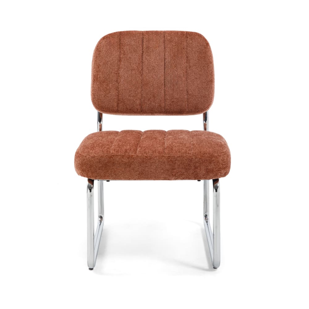 SICAAN Sessel Gepolstert Chenille Terracotta Verchromte Beine Braun Pes - Polyester