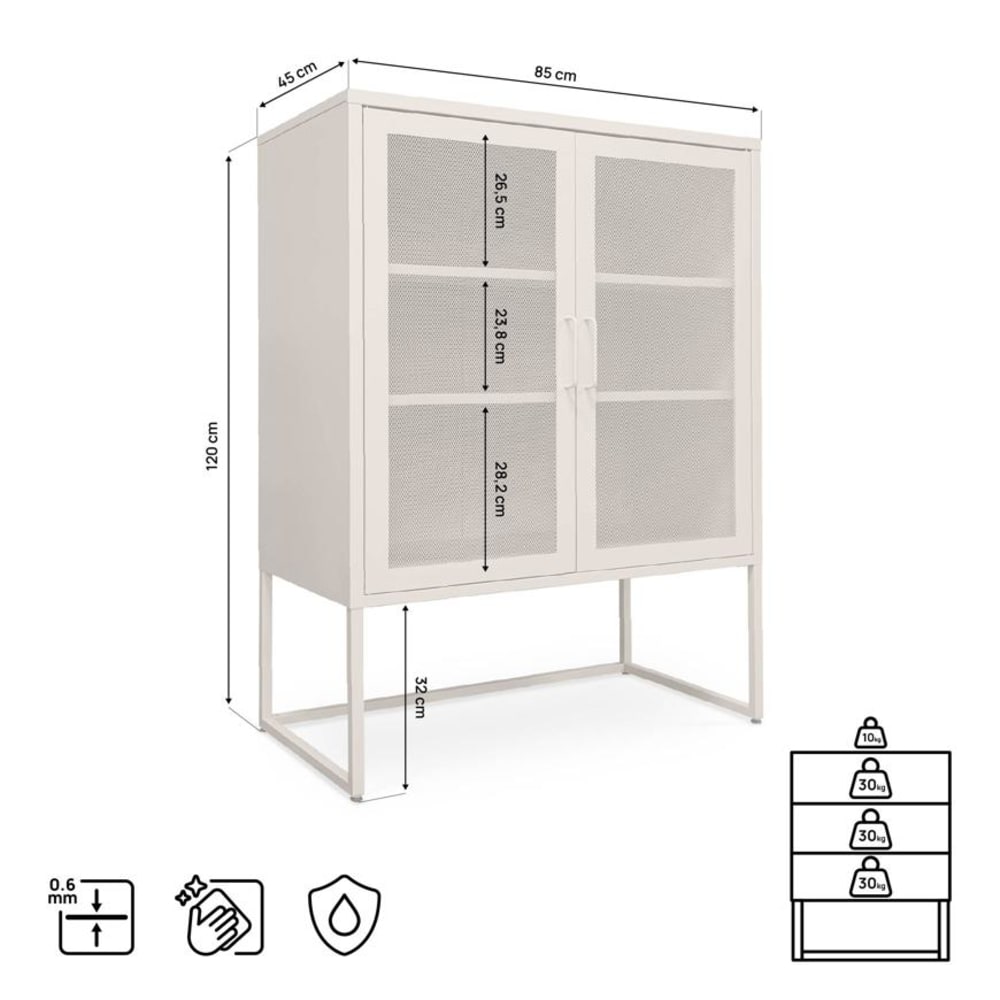 Highboard Industriell Metall Beige H.120cm - Maisons Du Monde