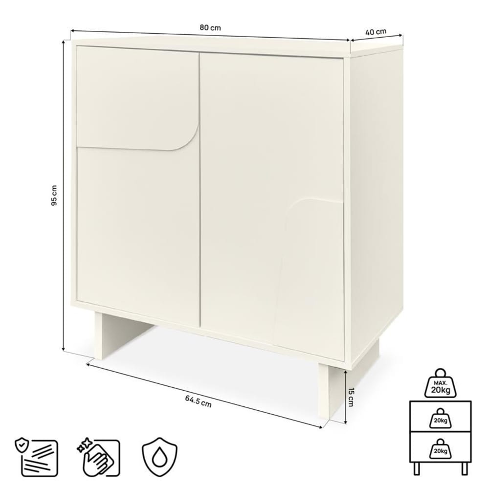 Sideboard Melaminbeschichtet Beige 80 cm 2 Türen - Maisons Du