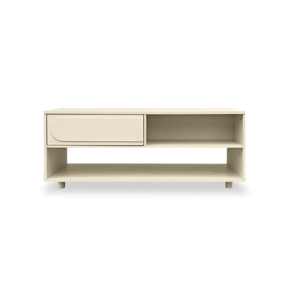 SICAAN Couchtisch Melamin Beige 110 cm mit 1 Schublade Beige Spanplatte