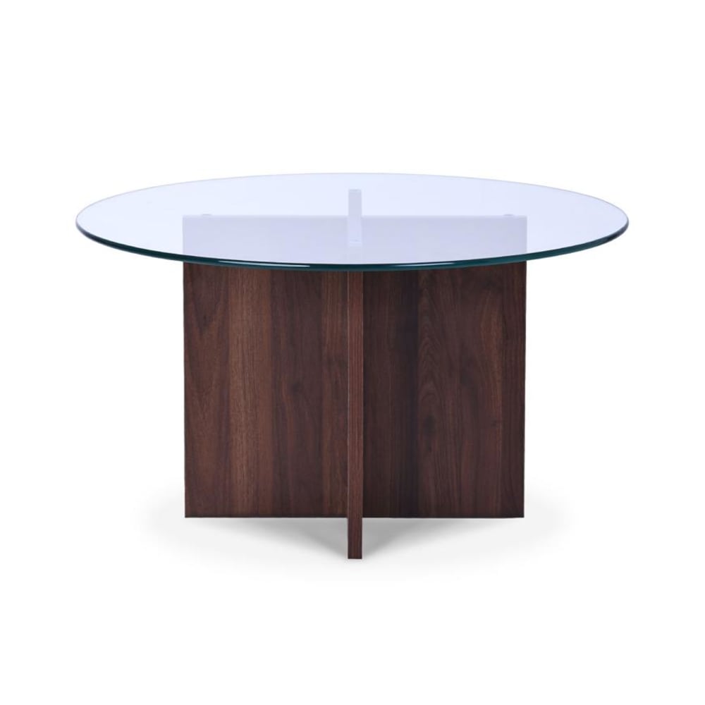 SICAAN Couchtisch Modern Klarglas Nussbaum style modern Braun Spanplatte