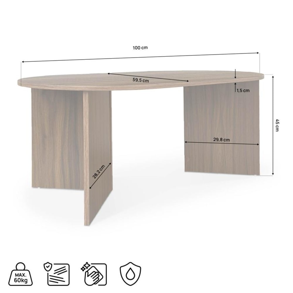Couchtisch Skandinavisch 100x45x60 cm Nussbaumoptik - Maisons Du
