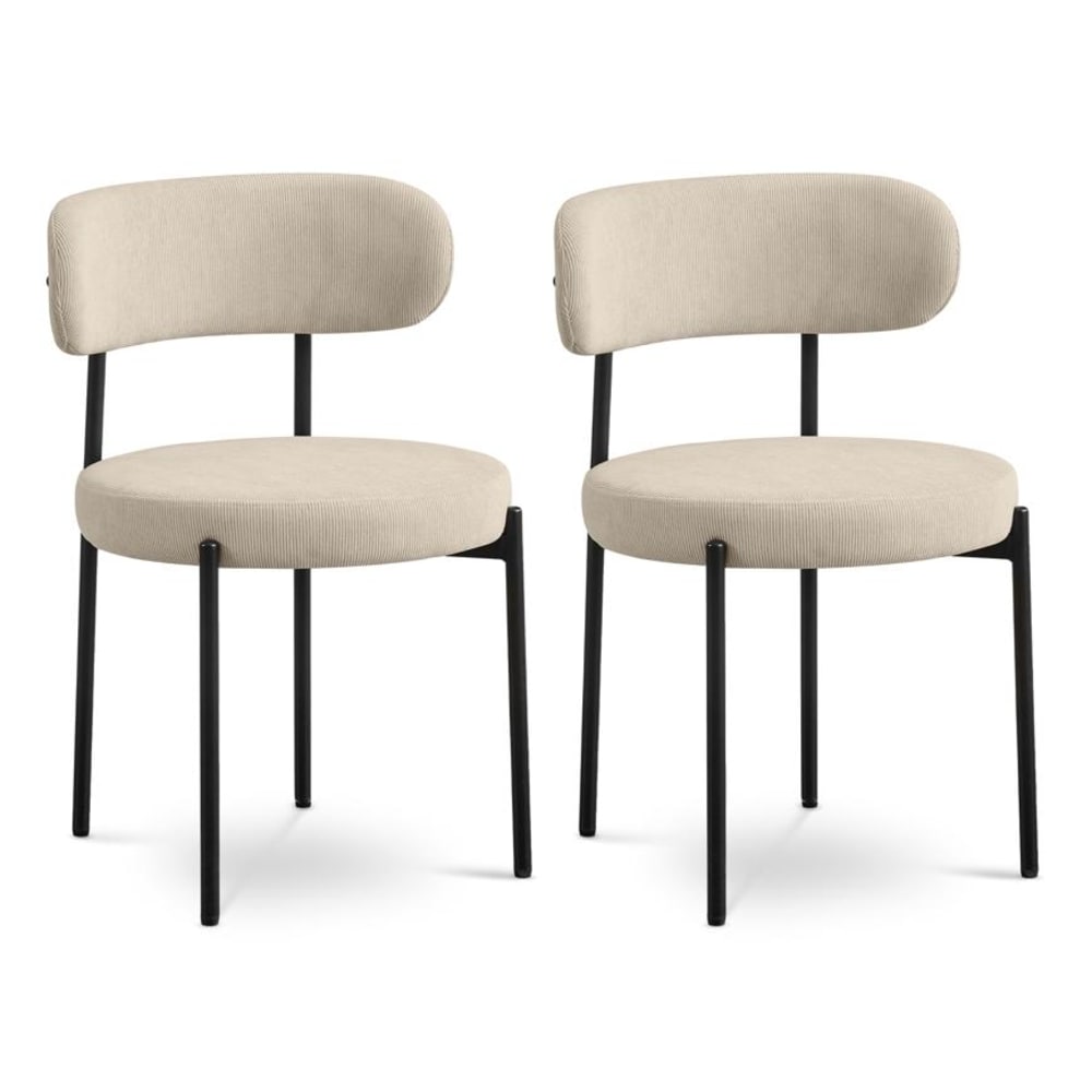 SICAAN 2er-Set Stühle Gepolstert Cord Beige Beige Pes - Polyester