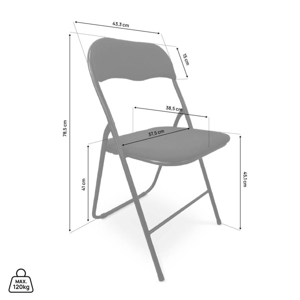 6er-Set Klappstühle Gepolstert Stoff Metall Schwarz - Maisons Du