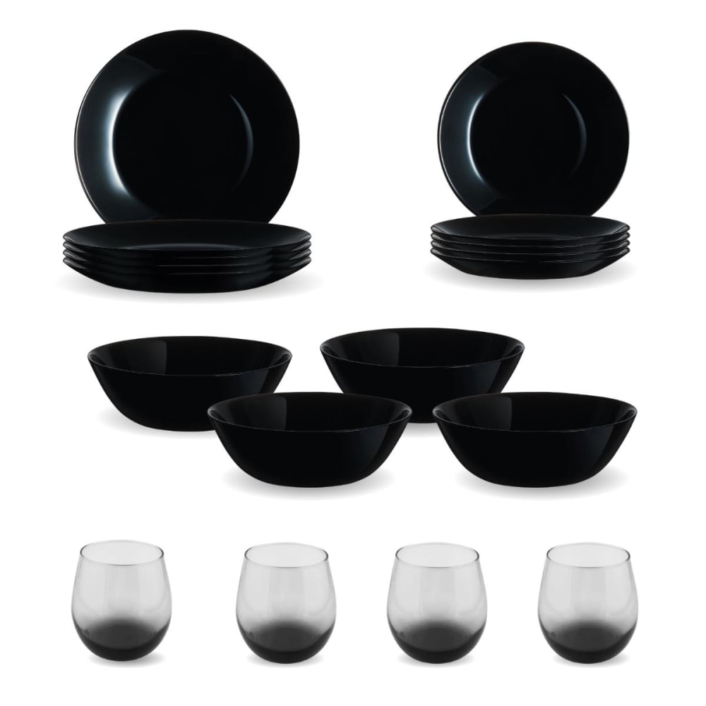 set 16 piezas de mesa vidrio opal multicolor