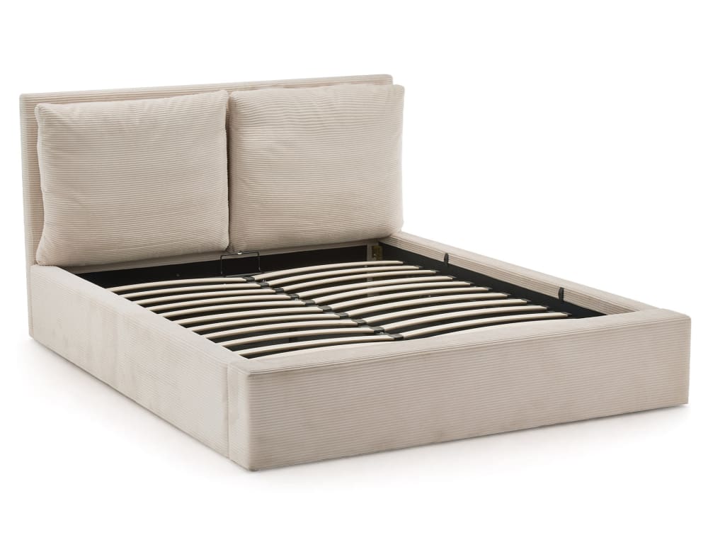 Lit coffre 160x200 cm en velours côtelé avec sommier inclus