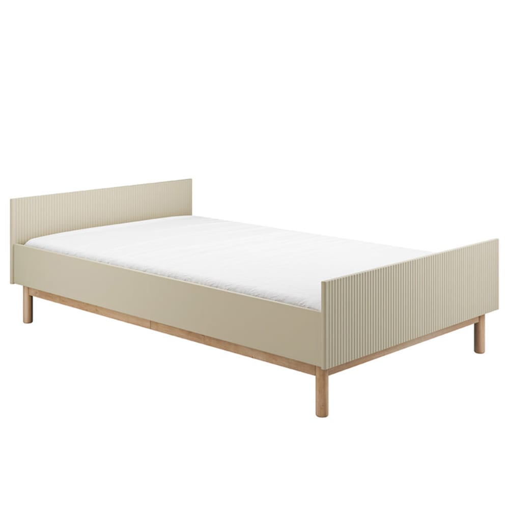 Lit 120x200 sommier inclus champagne panneaux mdf beige Lit 120x200 sommier inclus champagne panneaux mdf beige