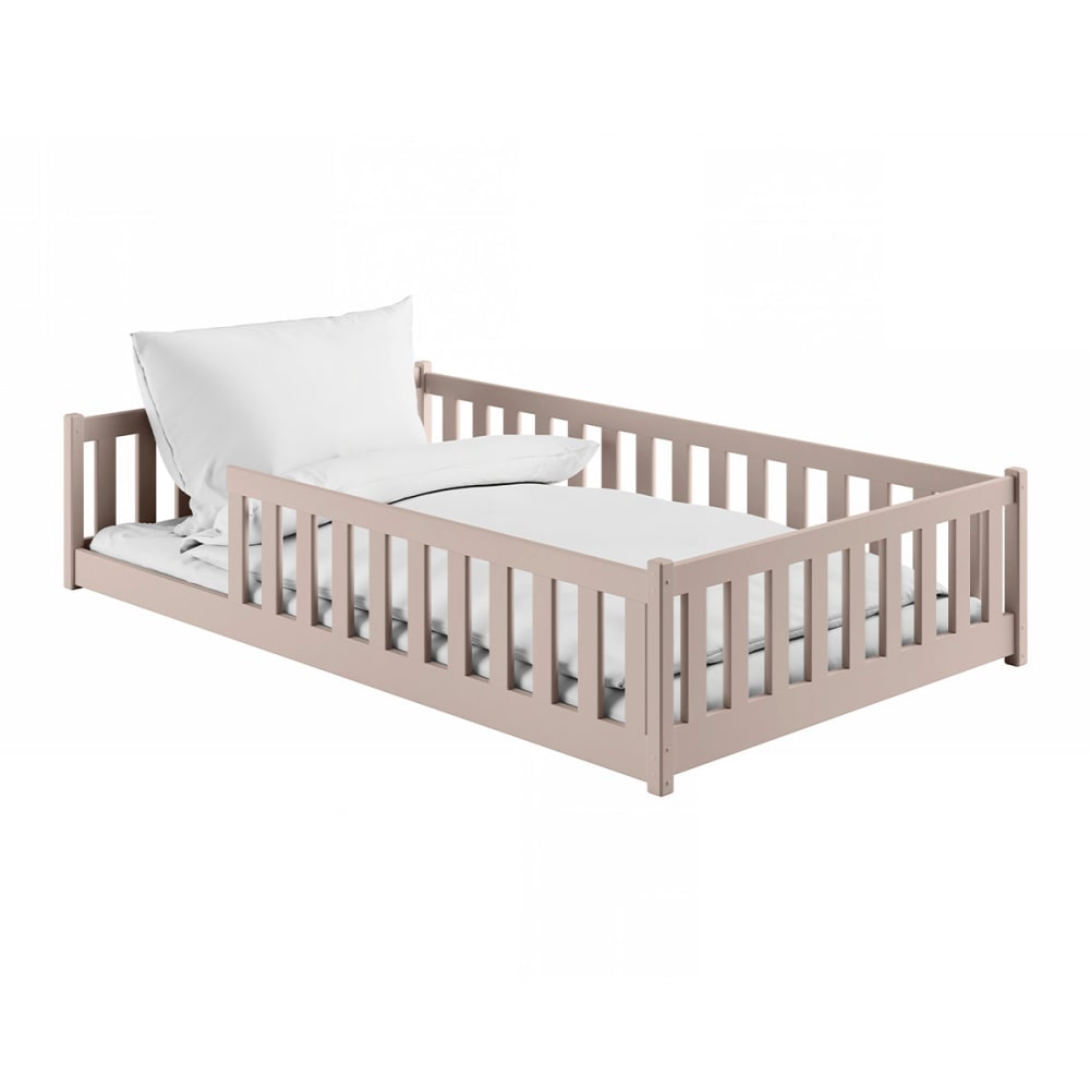 Lit au sol 120x200 sommier inclus bois beige Lit au sol 120x200 sommier inclus bois beige