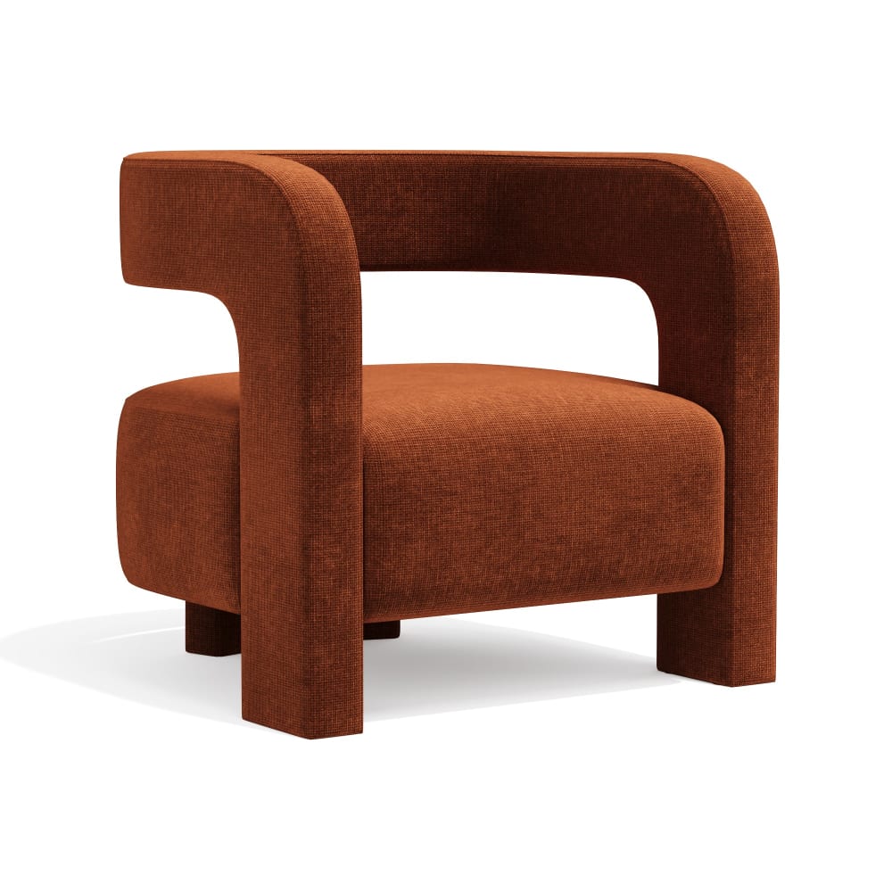 Fauteuil en velours chenillé terracotta Fauteuil en velours chenillé terracotta