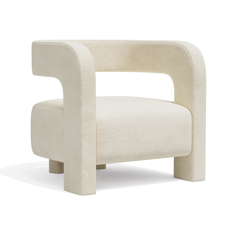 Fauteuil en velours chenillé crème Fauteuil en velours chenillé crème