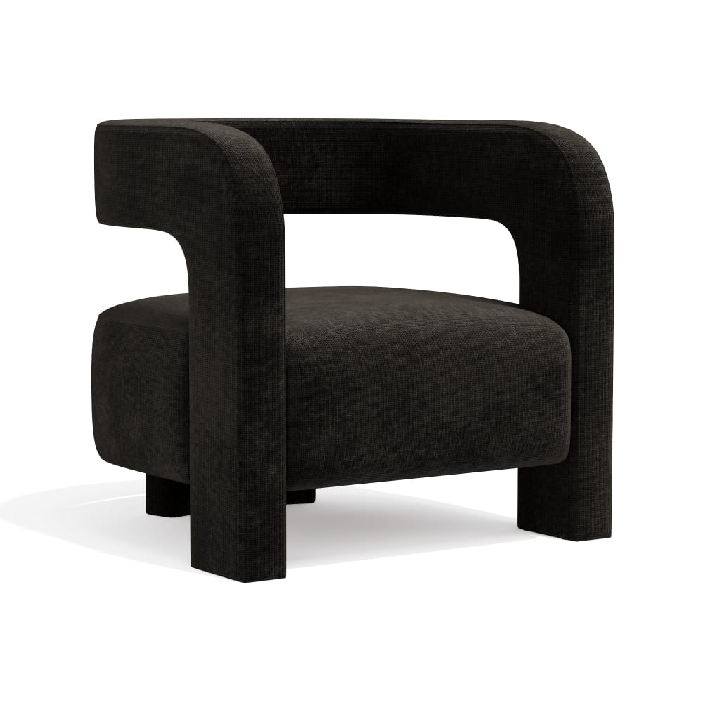 Fauteuil en velours chenillé noir Fauteuil en velours chenillé noir