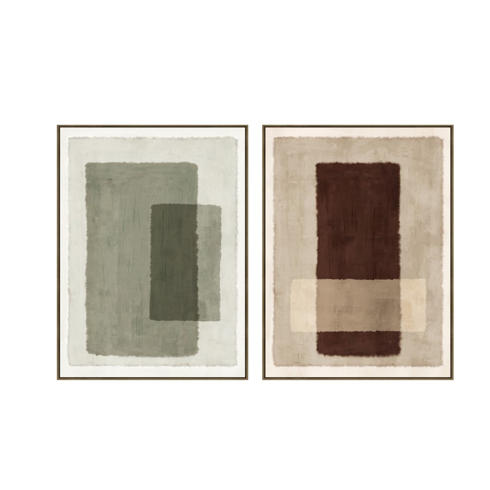 Lot 2 tableaux urbains en tissu vert menthe 90x4x120 cm