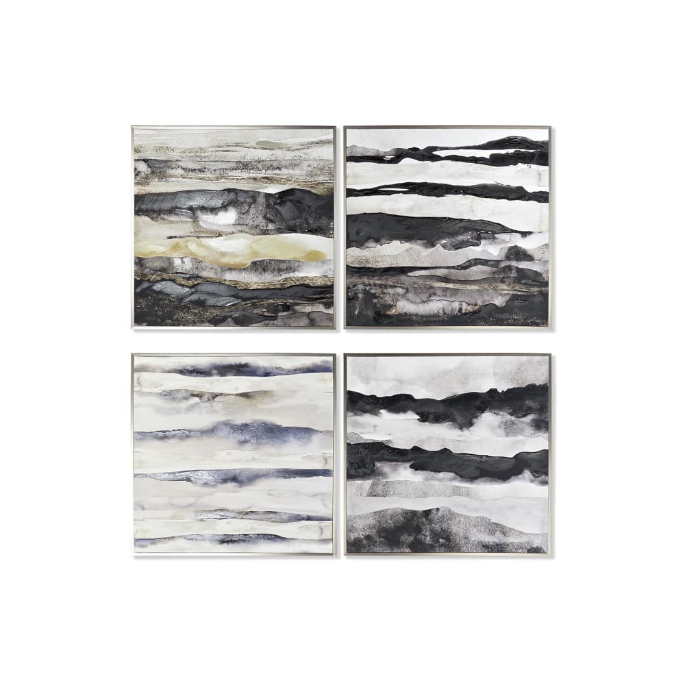 Lot 4 tableaux abstraits en tissu noir 79x2x79 cm — vue 3