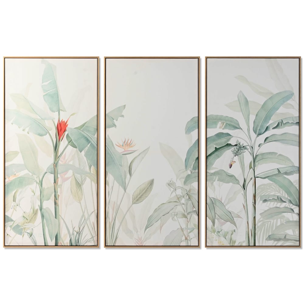 Ensemble de 3 tableaux tropicaux en tissu vert 180x4x120 cm