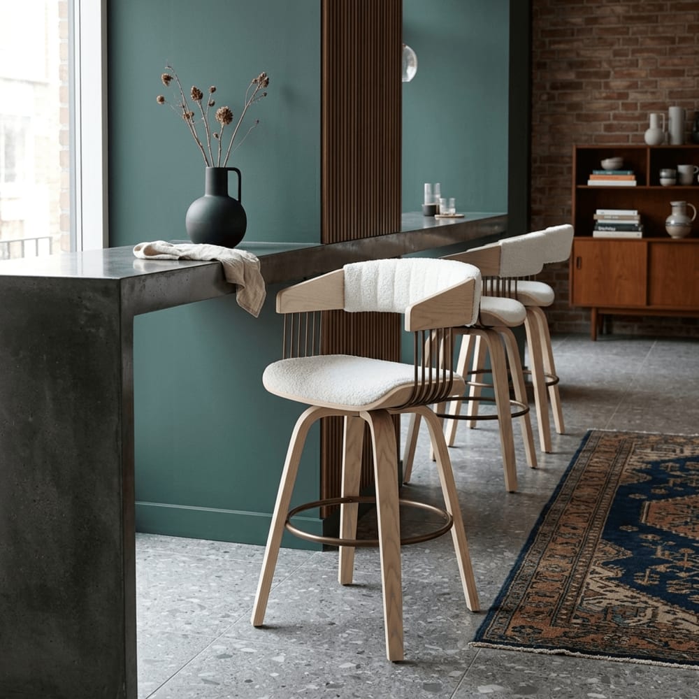 Tabouret en bois et polyester blanc 51x47x94 cm