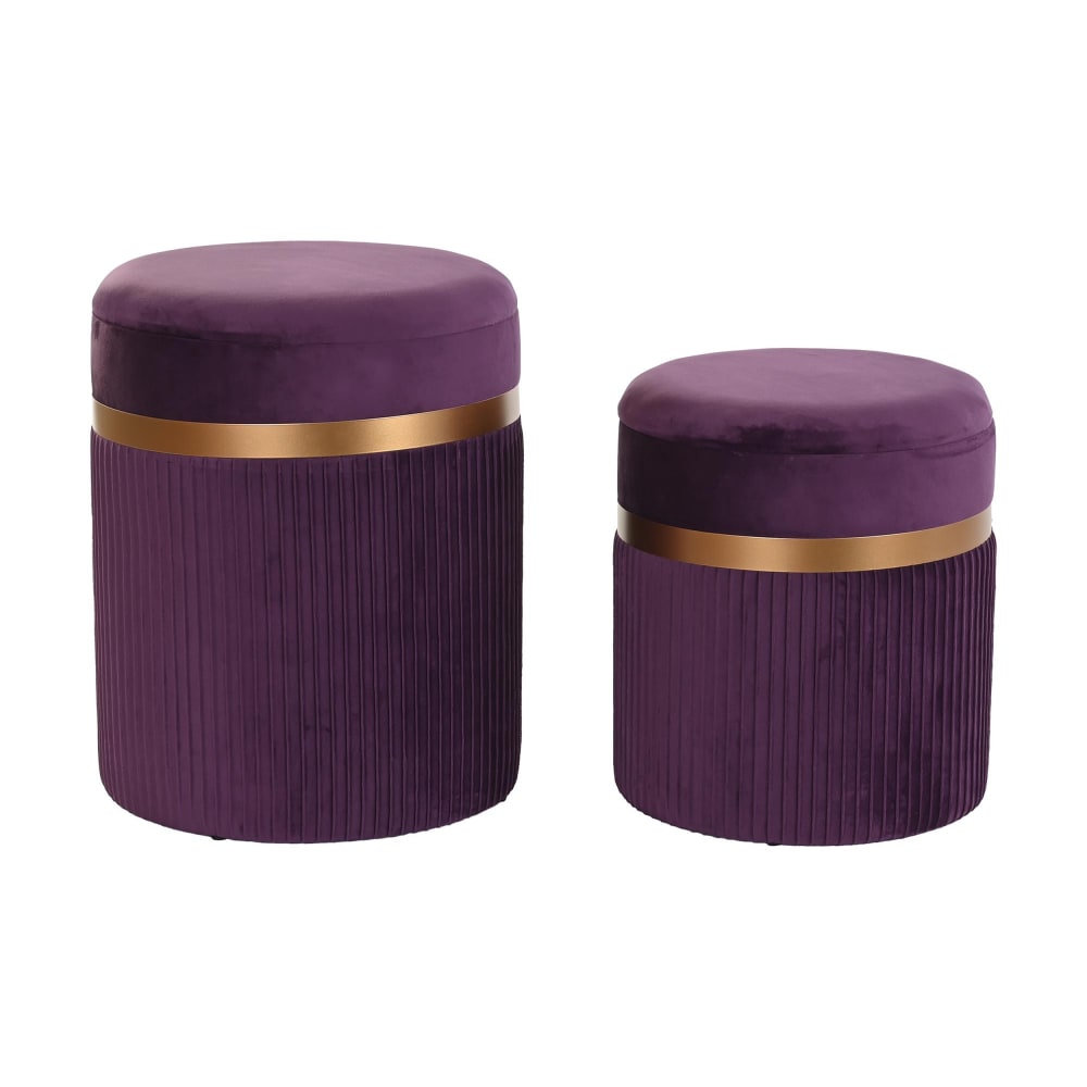 Ensemble de 2 banquettes en polyester velours violet 39x39x49 cm
