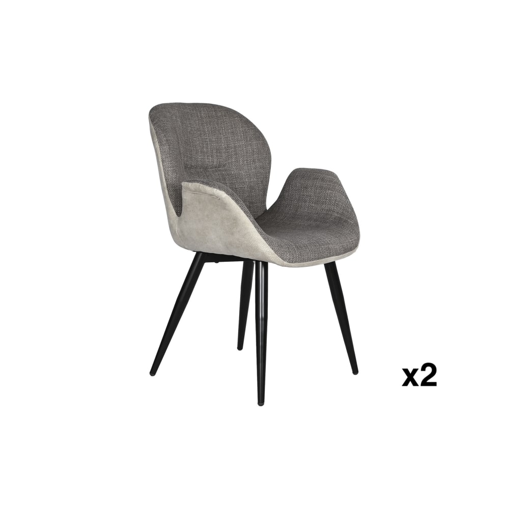 Lot 2 chaises en simili cuir et acier gris 62x62x84 cm