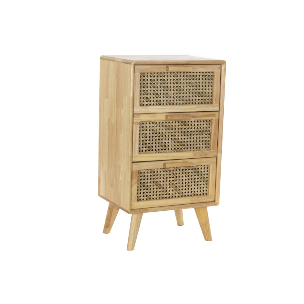 Commode en hévéa et rotin marron 40x30x72 cm