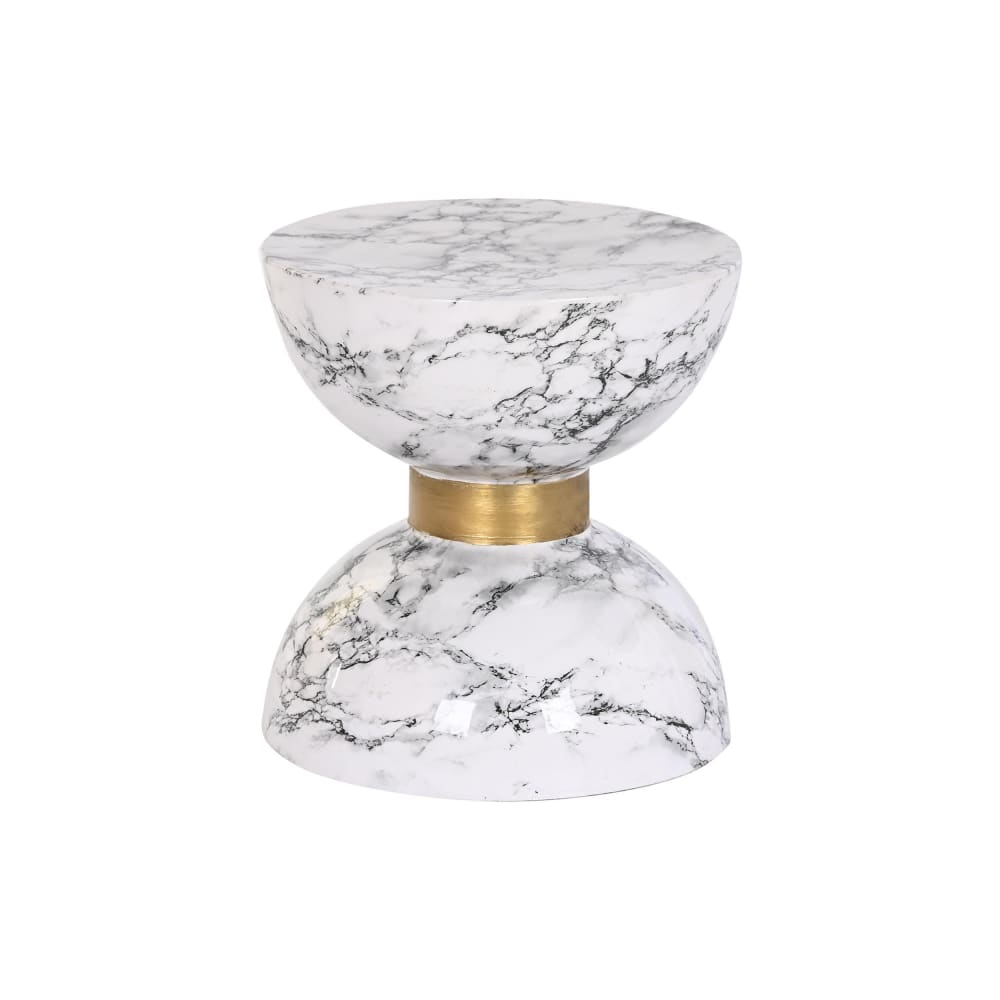 Table d'appoint effet marbre en fer blanc 33x33x35 cm