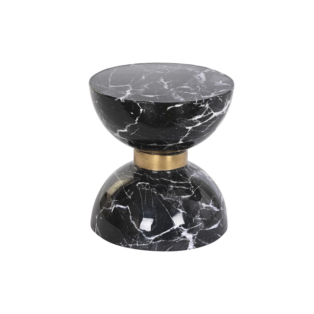 Table d'appoint effet marbre en fer noir 33x33x35 cm