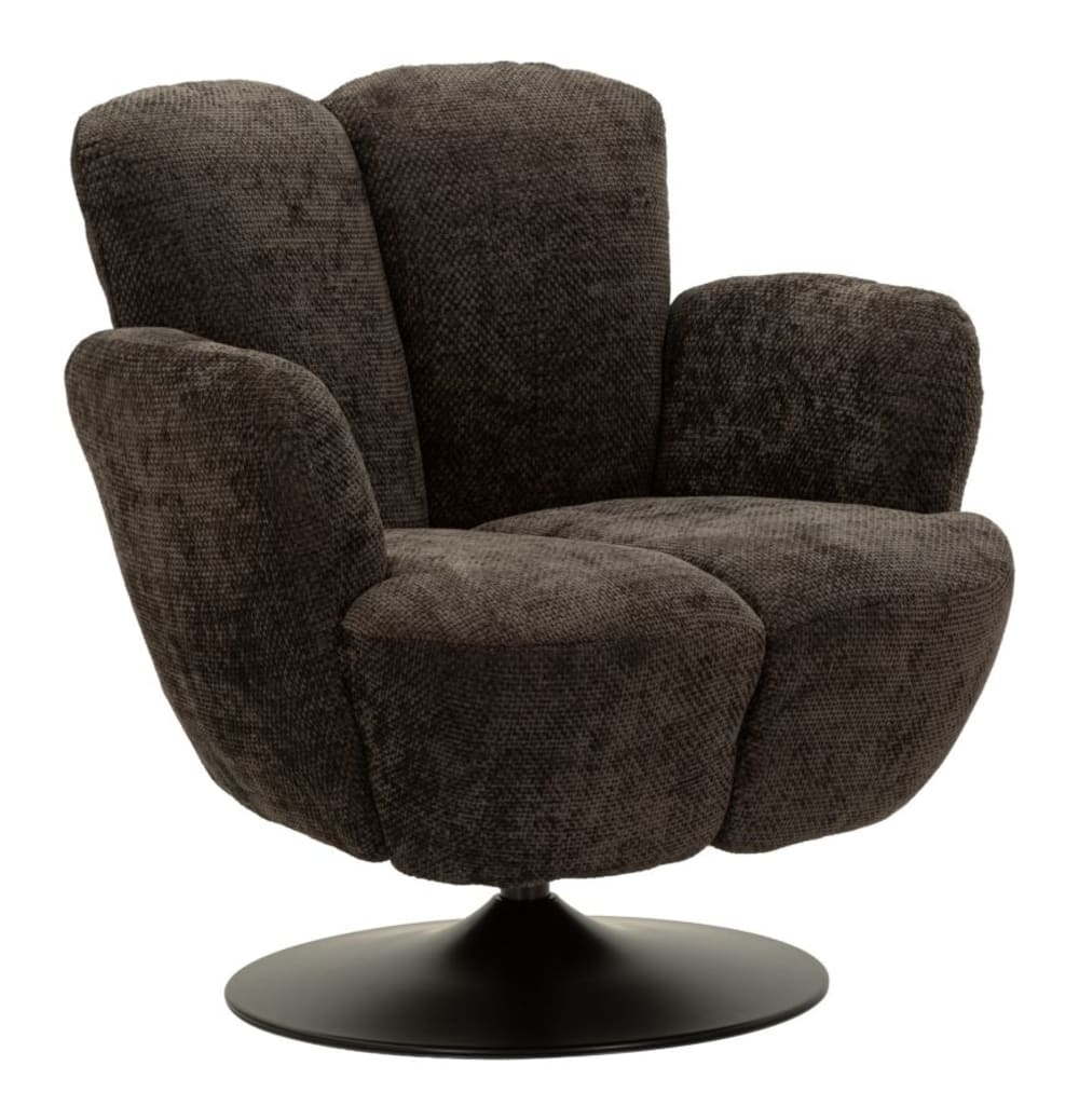 Fauteuil pivotant noir de style rétro, 86 x 77 x 92 cm Fauteuil pivotant noir de style rétro, 86 x 77 x 92 cm