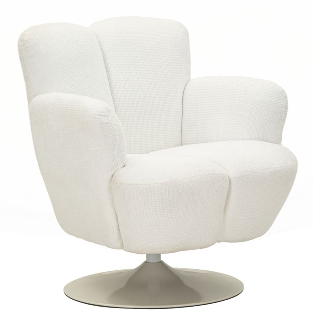 Fauteuil pivotant blanc de style rétro, 86 x 77 x 92 cm Fauteuil pivotant blanc de style rétro, 86 x 77 x 92 cm