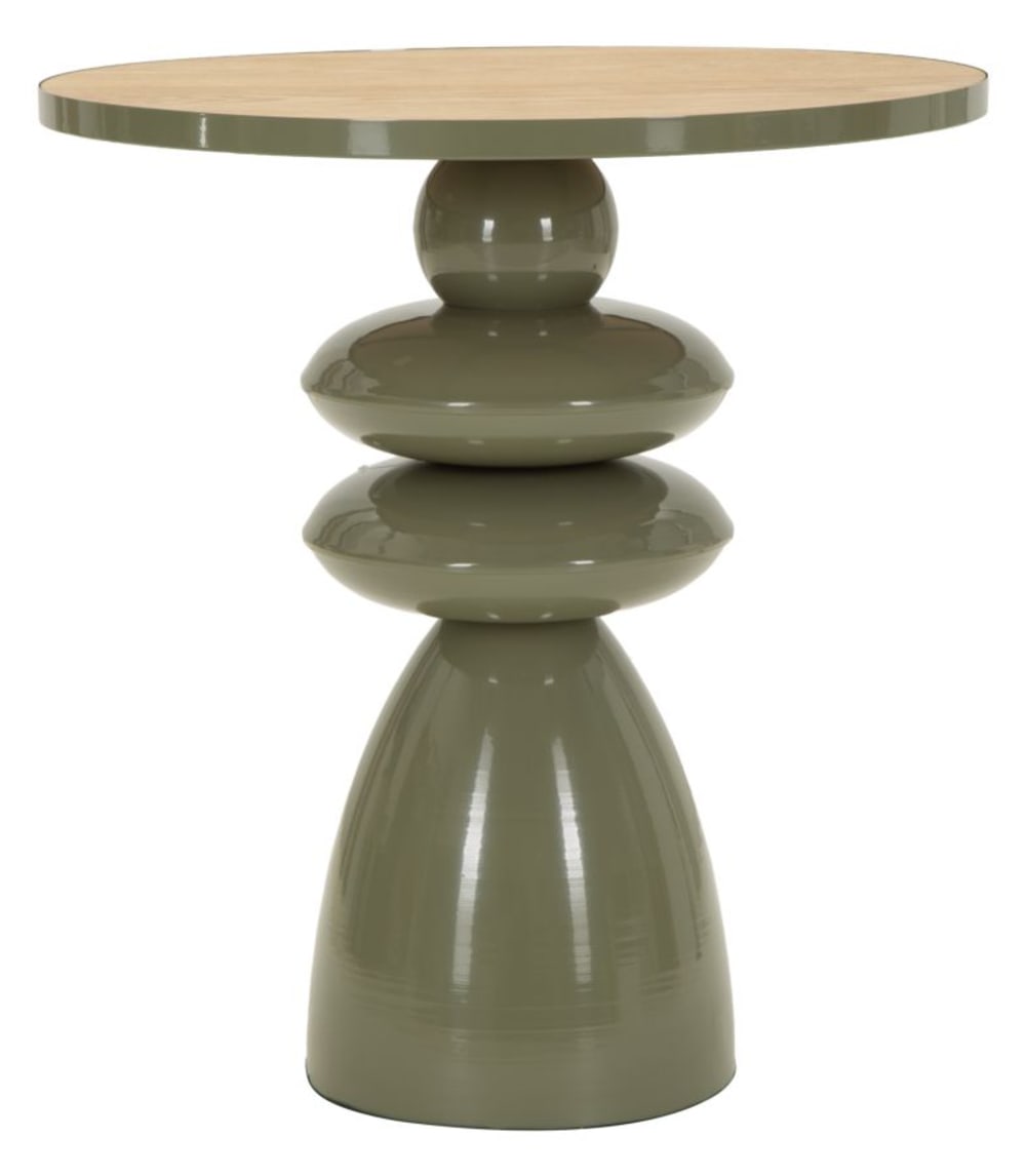 Table en métal avec plateau en bois, ø 45,5 x 49 cm