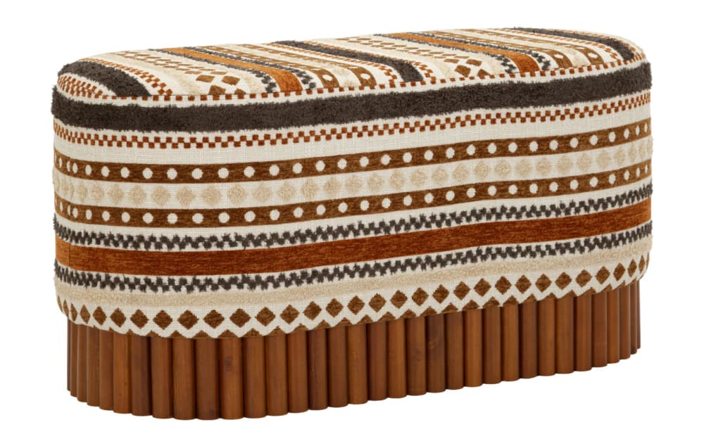 Banc ovale ethnique multicolore 82x40x40 cm